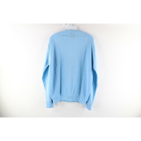 Vtg 70s Rockabilly Mens M Kurt Cobain Knit Cardigan Sweater Carolina Blue USA - Picture 5 of 7